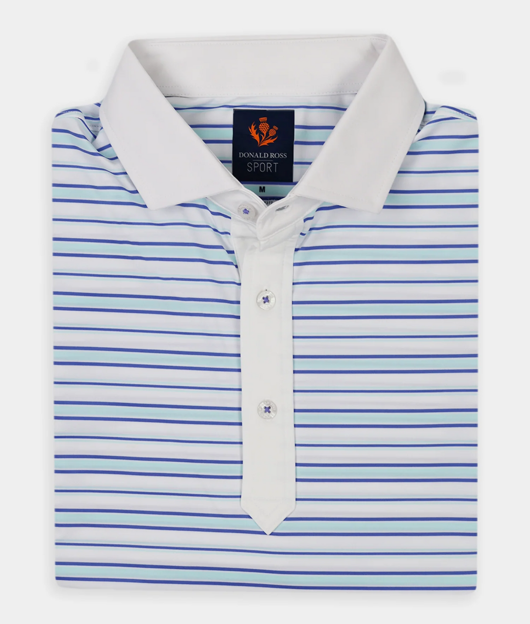 Donald Ross Mens Sport Fit BLAKE Polo - WHITE / POOL / PERIWINKLE