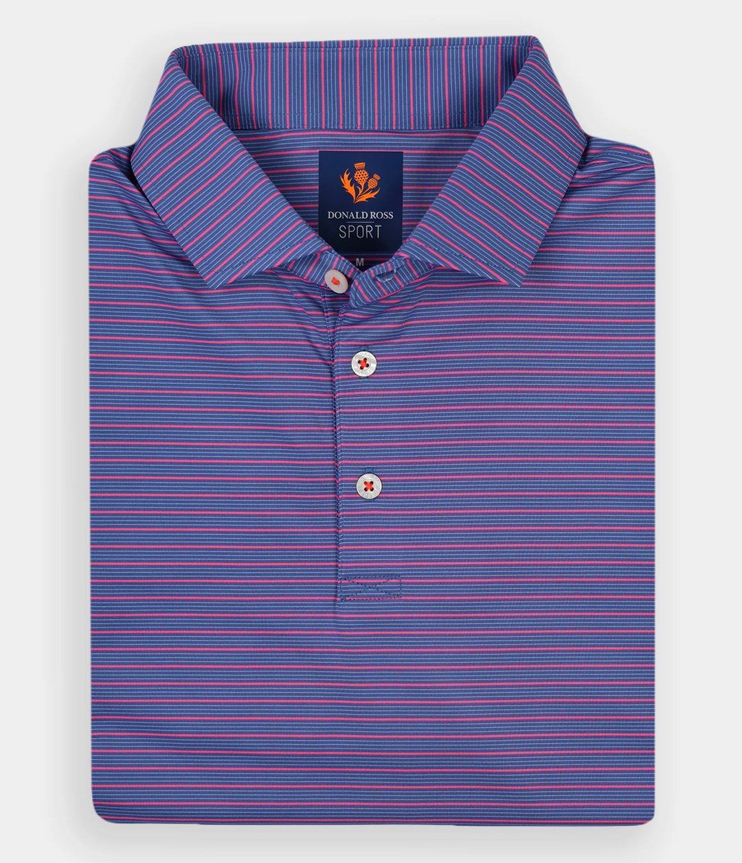 Donald Ross Mens Sport Fit ROSS Polo -DENIM / NEPTUNE / RED APPLE
