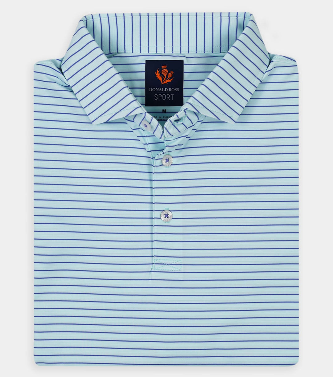 Donald Ross Mens Sport Fit ROSS Polo - POOL/ WHITE/ PERIWINKLE