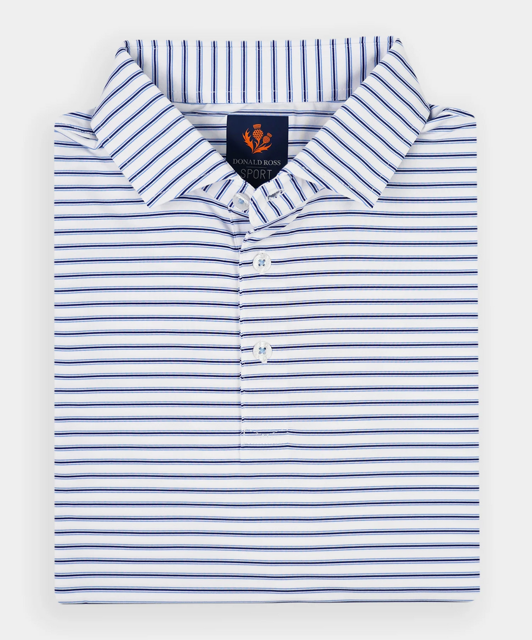Donald Ross Mens Sport Fit HARRIS Polo - WHITE / NAVY