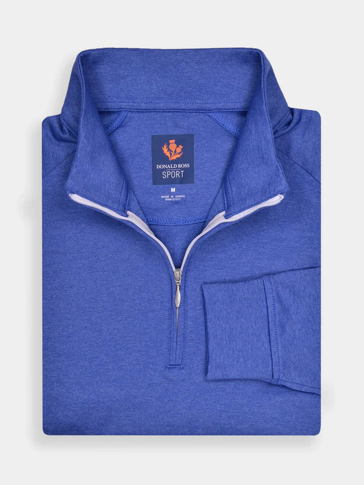 Donald Ross Mens Sport Fit Elias Quarter Zip - HEATHER NAVY