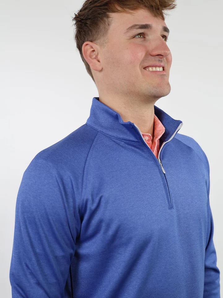 Donald Ross Mens Sport Fit Elias Quarter Zip - HEATHER NAVY