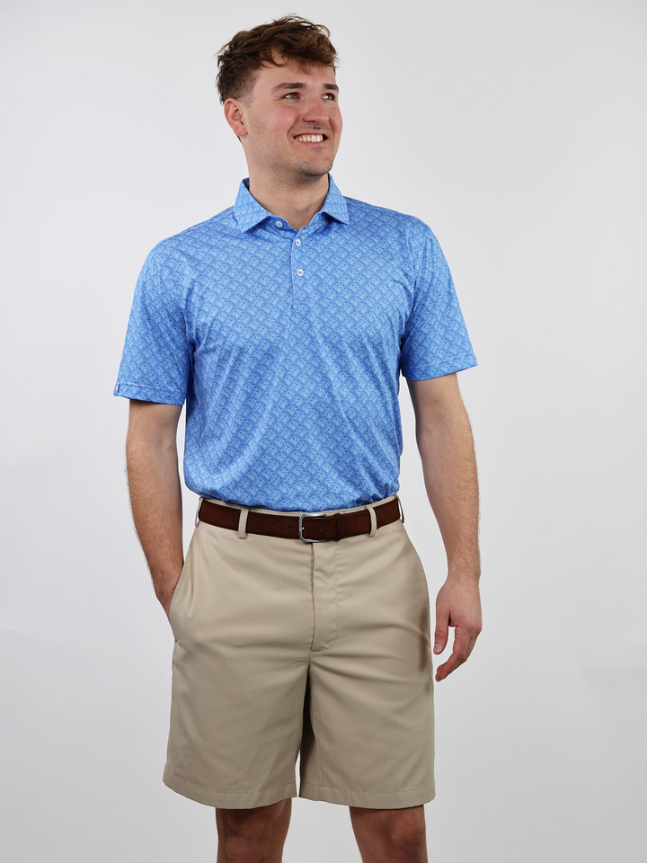 Donald Ross Mens Sport Fit SIDNEY SKULL Print Polo - ULTARMARINE / WHITE