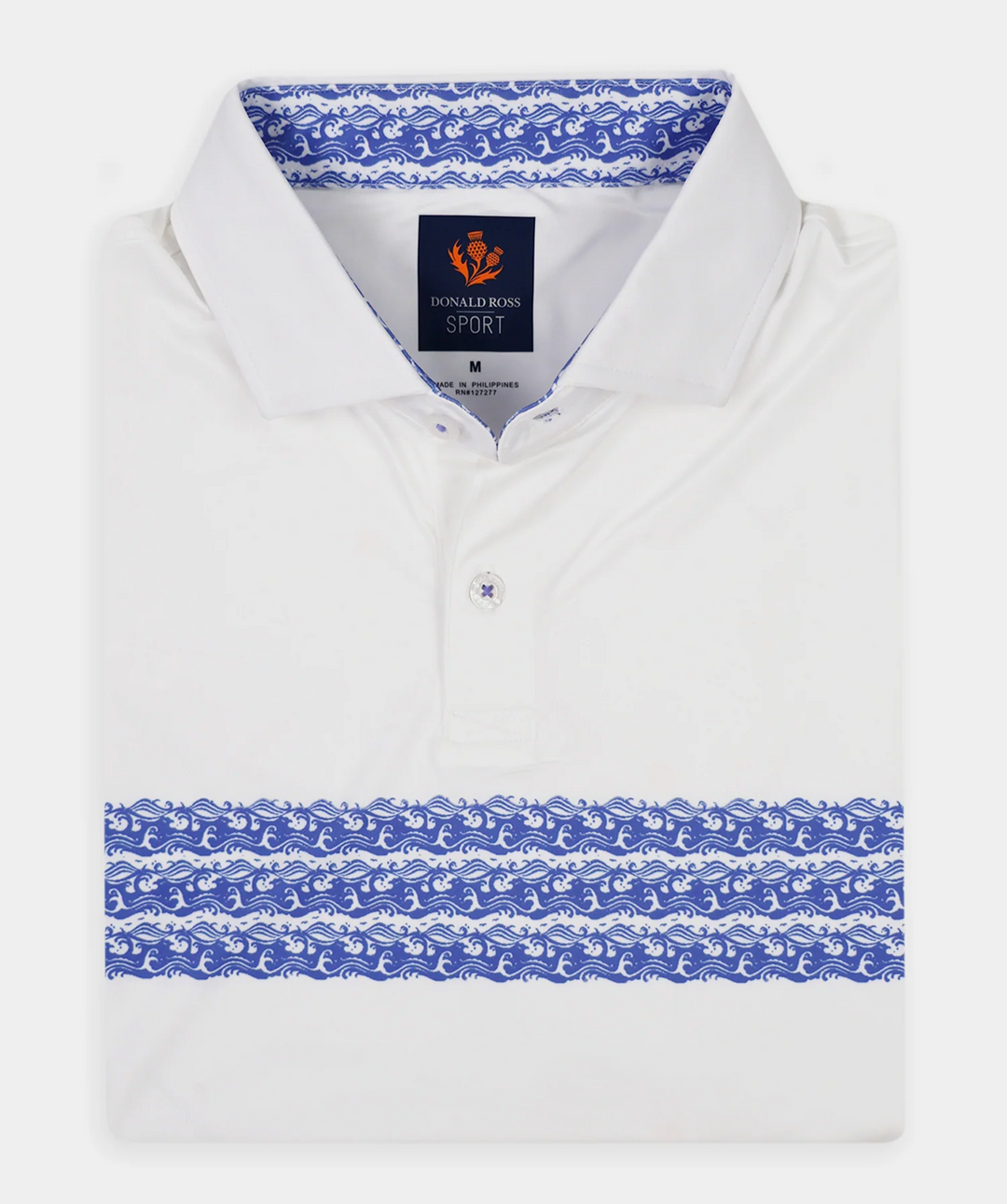 Donald Ross Mens Sport Fit THEO Polo - WHITE / PERIWINKLE