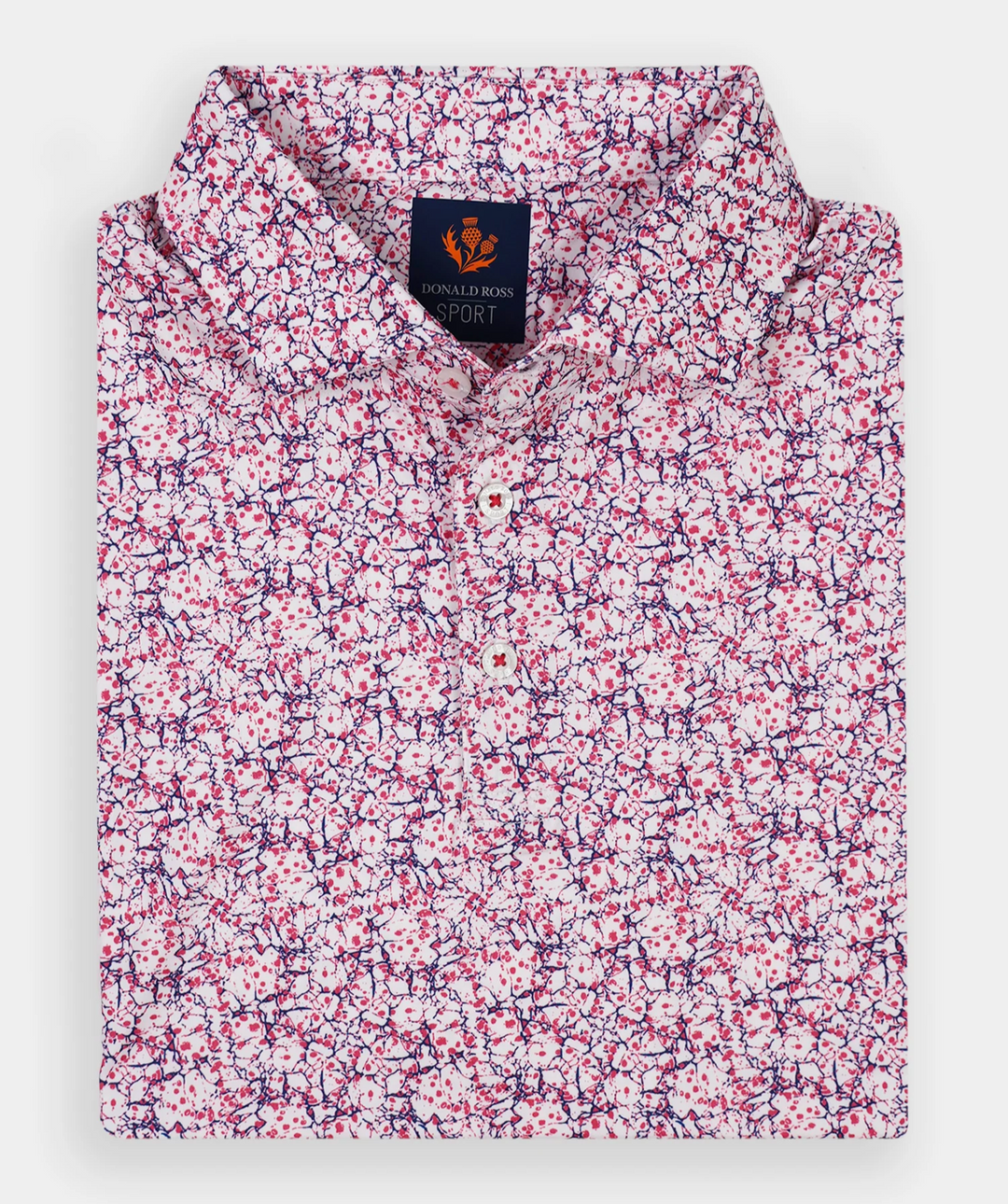 Donald Ross Mens Sport Fit KEITH Polo - WHITE / NAVY / RASPBERRY