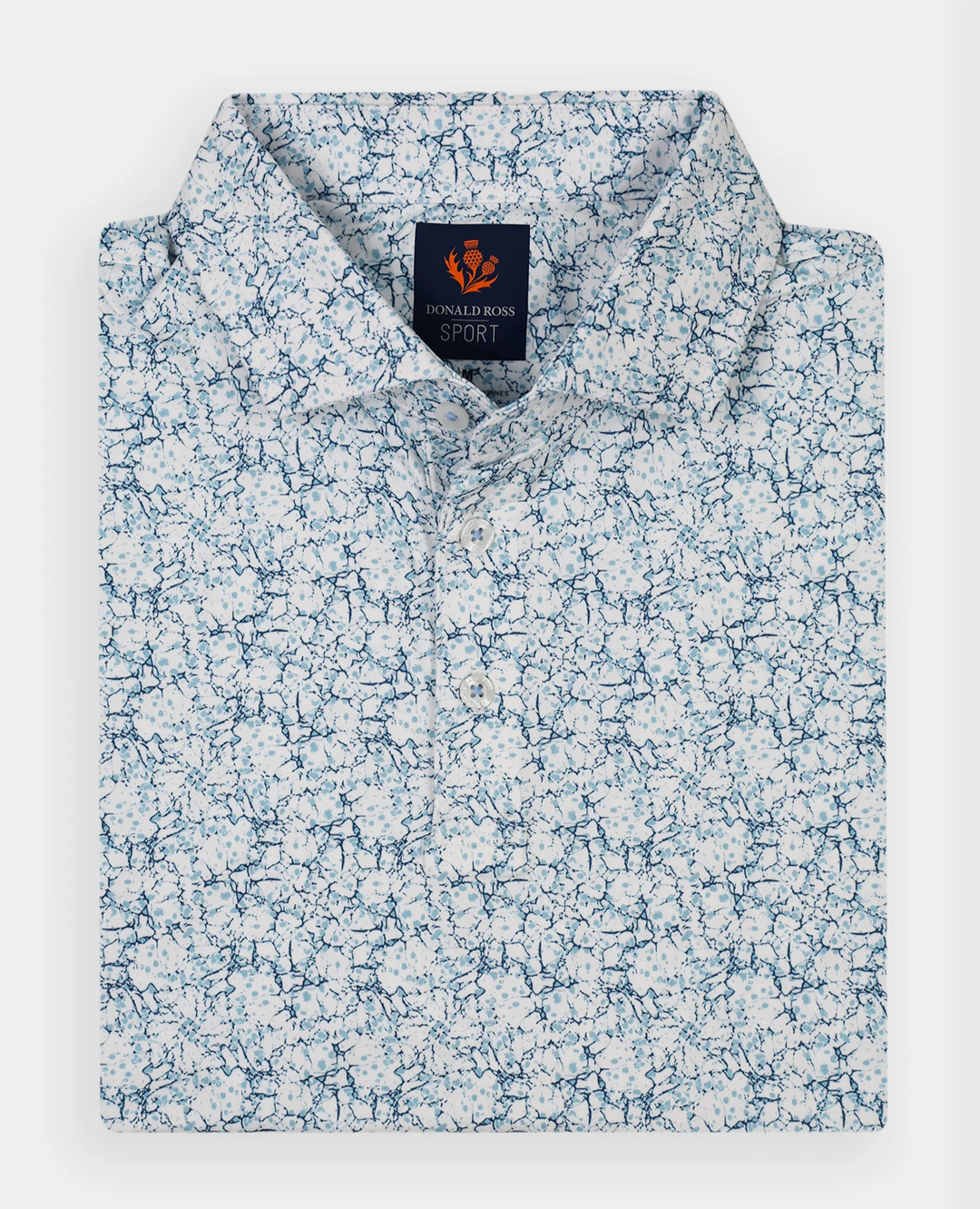 Donald Ross Mens Sport Fit KEITH Polo - WHITE / DENIM / NEPTUNE