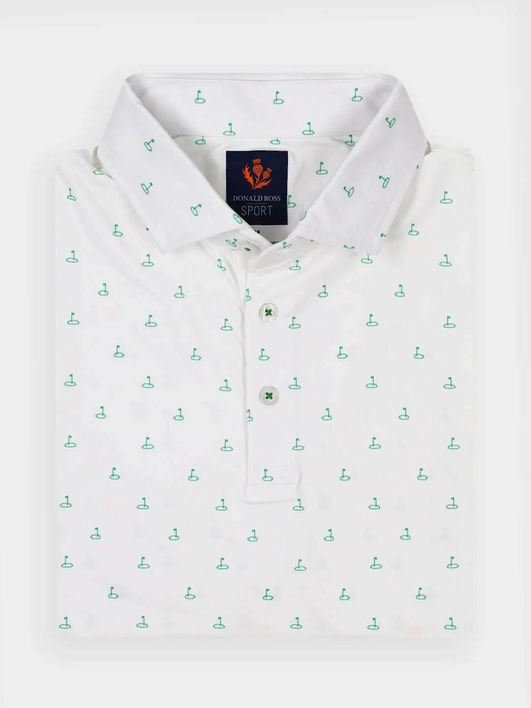 Donald Ross Mens Sport Fit DOUGLAS  Polo - WHITE / CLOVER