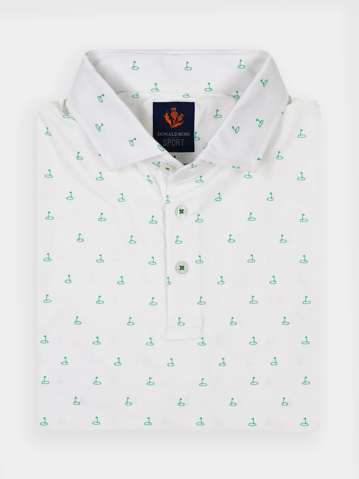 Donald Ross Mens Sport Fit DOUGLAS  Polo - WHITE / CLOVER