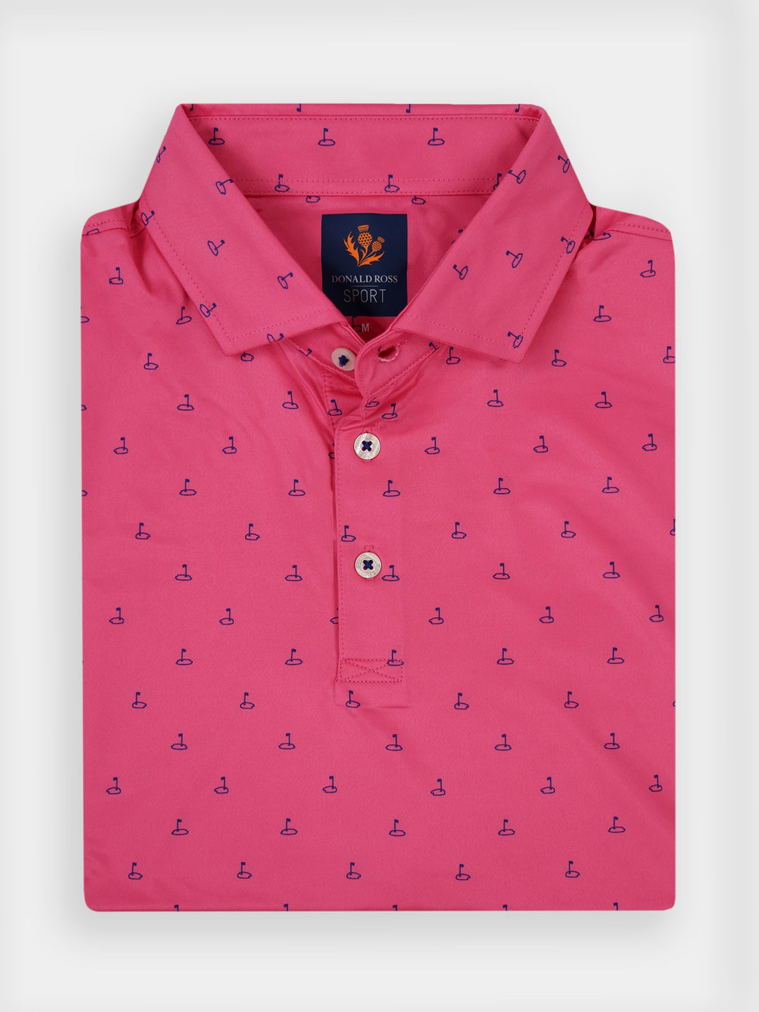 Donald Ross Mens Sport Fit DOUGLAS Polo - RASPBERRY/NAVY