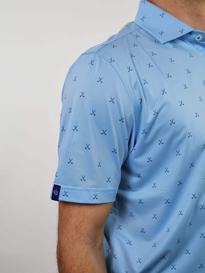 Donald Ross Mens Sport Fit VINCENT Print  Polo - COASTAL/NAVY