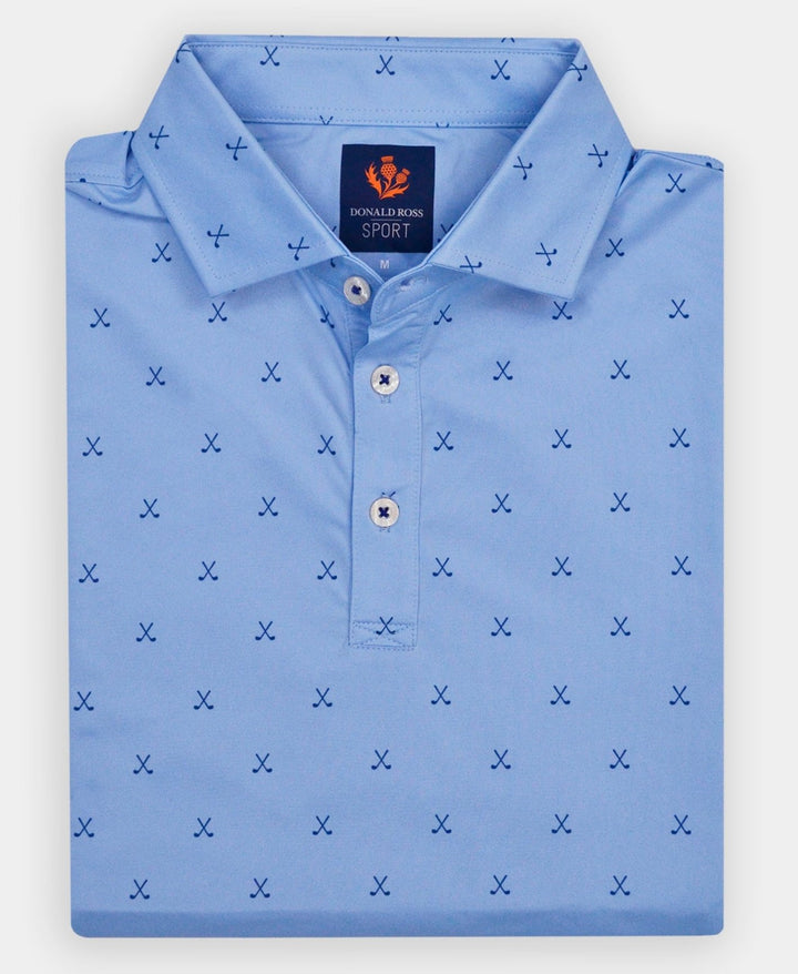 Donald Ross Mens Sport Fit VINCENT Print  Polo - COASTAL/NAVY