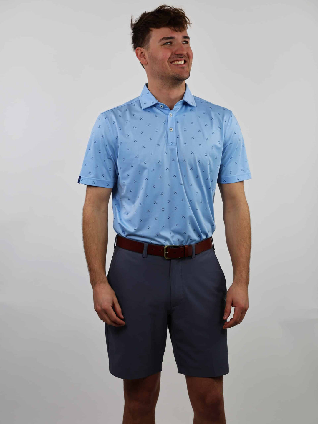 Donald Ross Mens Sport Fit VINCENT Print  Polo - COASTAL/NAVY
