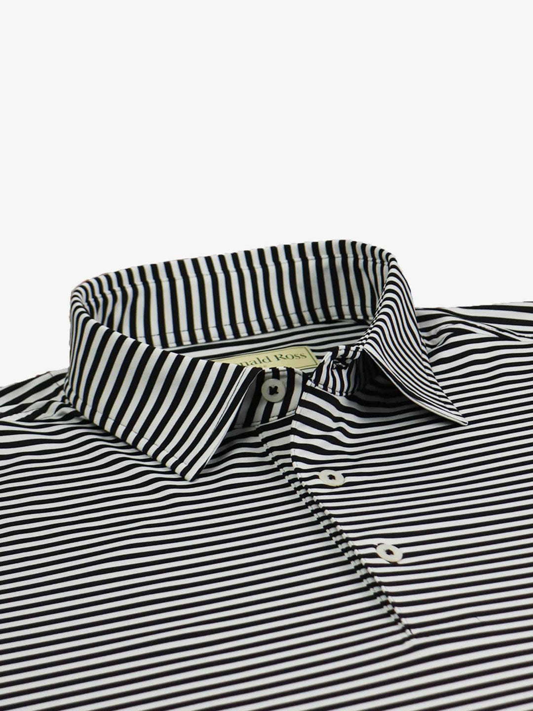 Donald Ross Mens 2 Color Feeder Stripe Polo - BLACK / OYSTER
