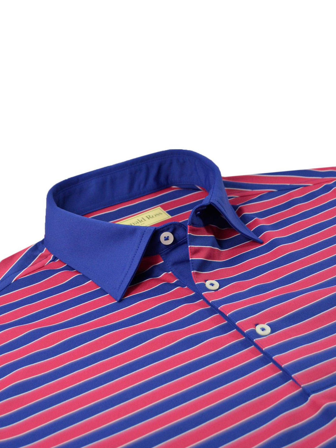 Donald Ross Mens Classic Fit  Bold Regimental Stripe Jersey Polo - NAVY