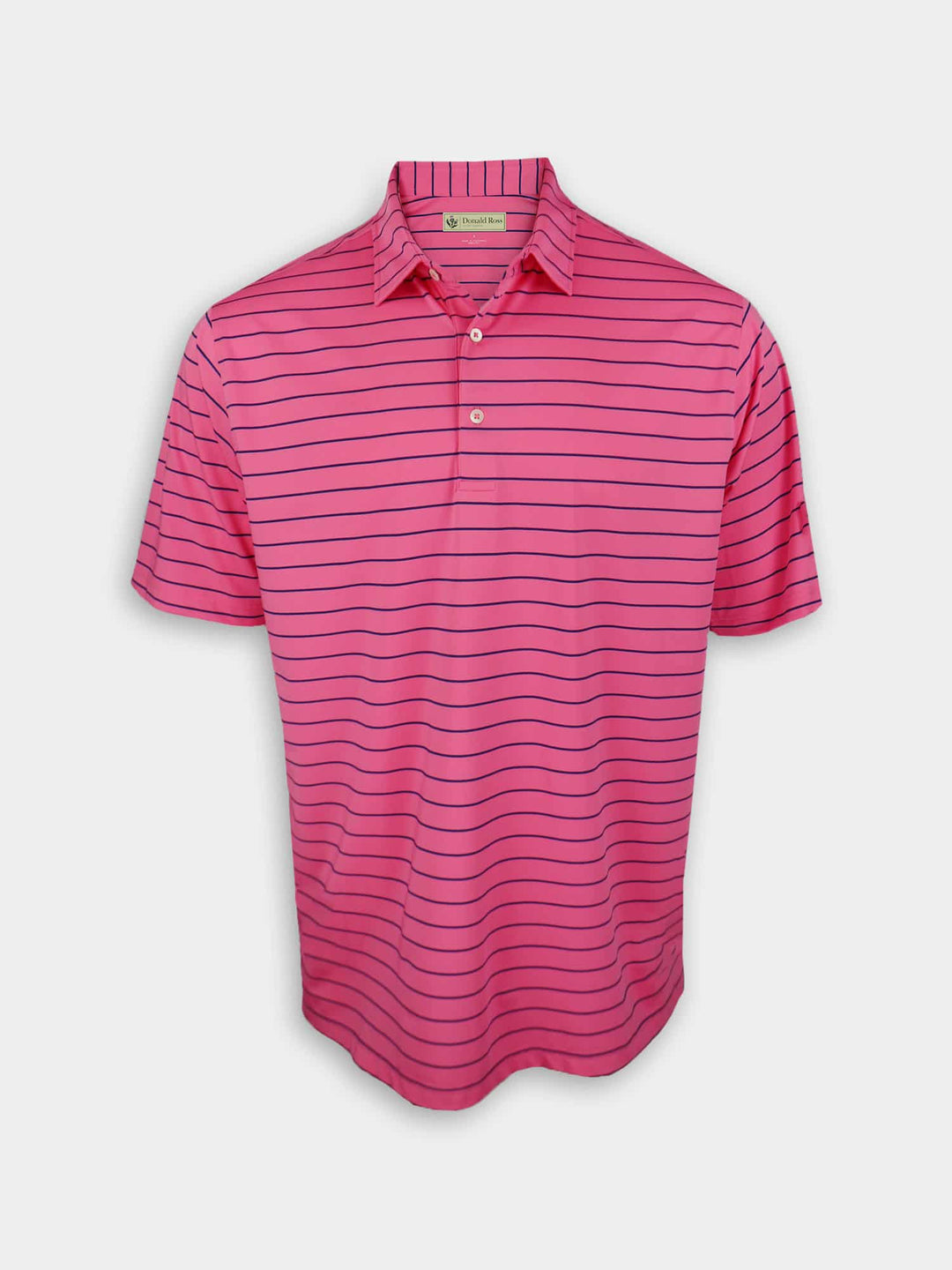 Donald Ross Mens Classic Fit Chalk Stripe Jersey Polo - AZALEA / NAVY