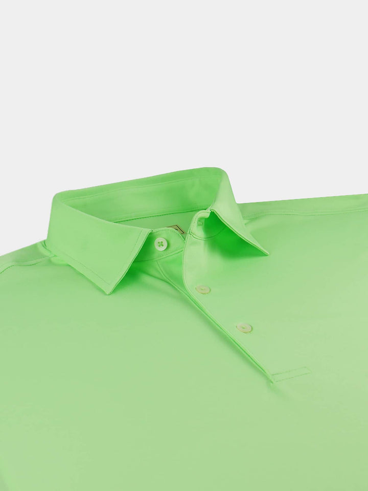 Donald Ross Mens Classic Fit Solid Jersey Self Collar Polo - LIME