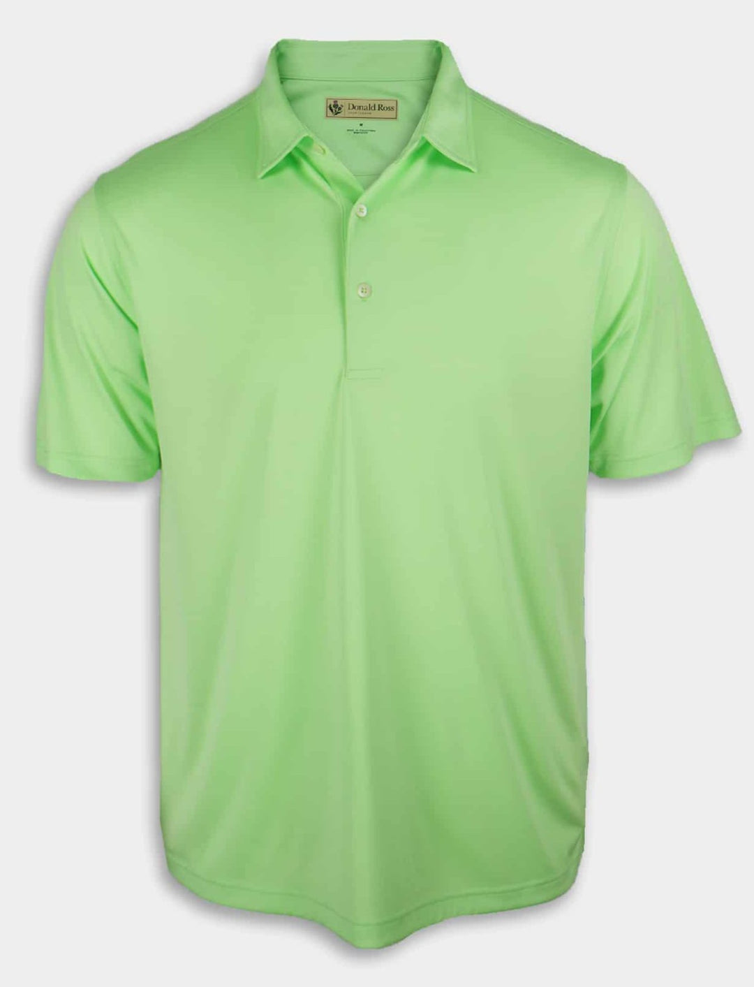 Donald Ross Mens Classic Fit Solid Jersey Self Collar Polo - LIME