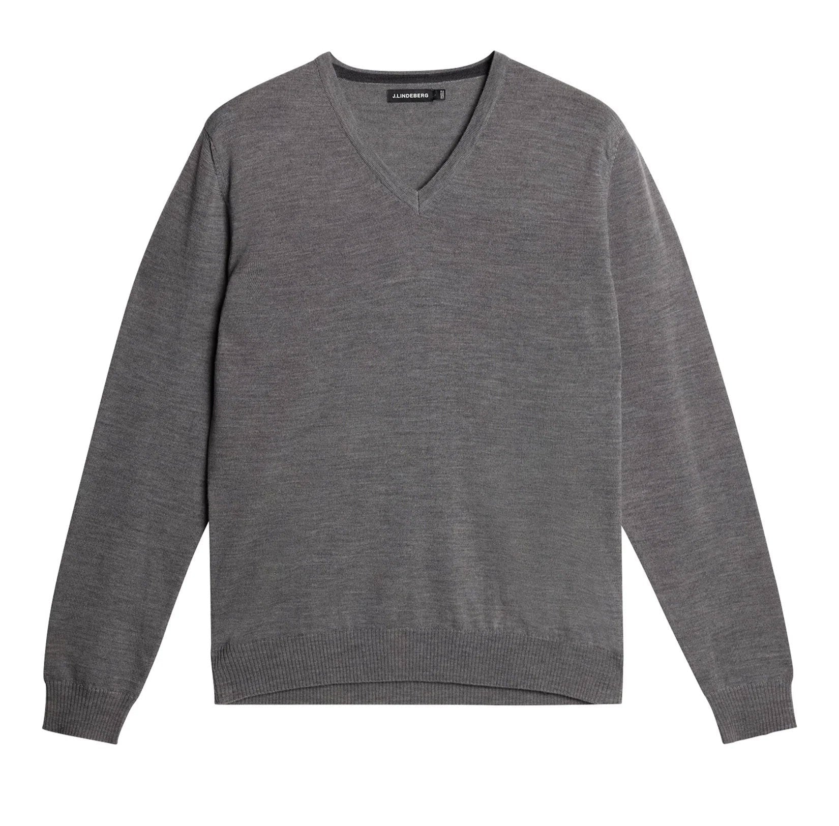J.Lindeberg Lymann Mens V-Neck Fine Merino Sweater - GREY MELANGE - Si