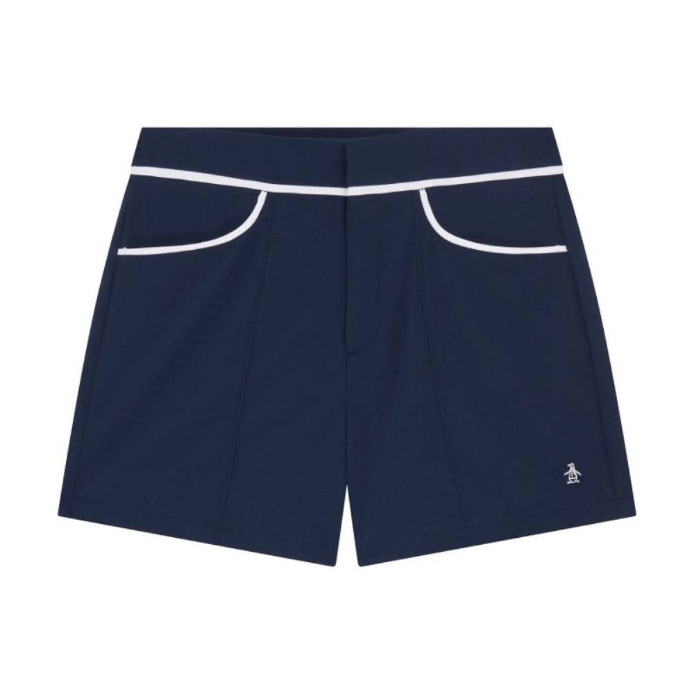 Original Penguin Womens Piped Shorts 4.5 with Contrast Binding BLACK IRIS