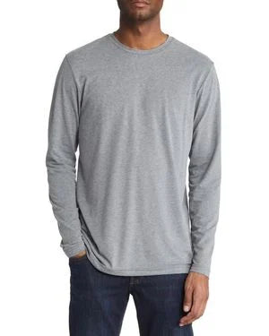 TRAVIS MATHEW MENS DOWNTOWN LONG SLEEVE T-SHIRT - HEATHER GREY