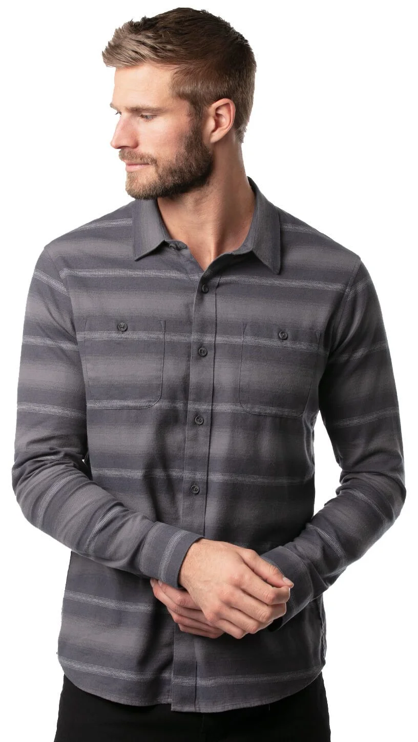 TRAVIS MATHEW 'FINAL APPROACH '  FLANNEL BUTTON SHIRT - GRAY PINSTRIPE