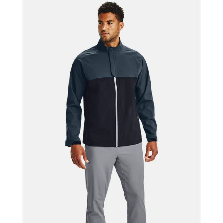 Under Armour Mens Spring Rain Jacket - BLACK/MECHANIC BLUE/MECHANIC BLUE