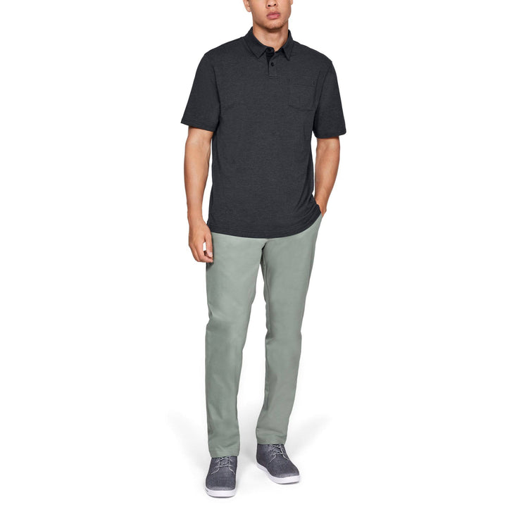 Under Armour Mens  Charged Cotton Scramble Polo - BLACK / BLACK MEDIUM HEATHER / BLACK