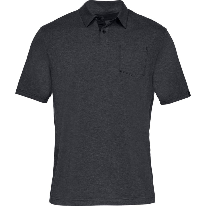 Under Armour Mens  Charged Cotton Scramble Polo - BLACK / BLACK MEDIUM HEATHER / BLACK