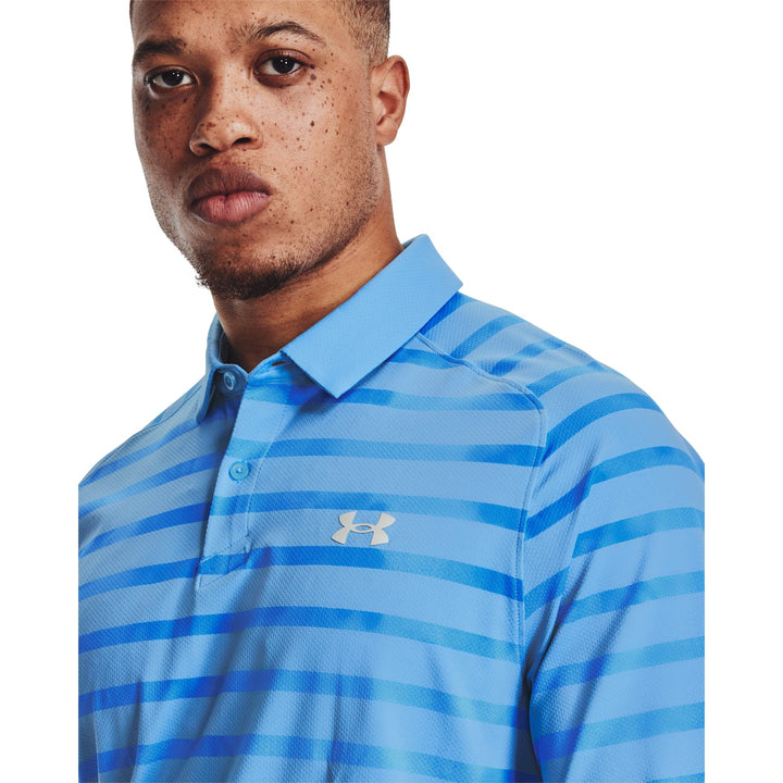 Under Armour Mens Iso-Chill Floral Stripe Polo - NOVA BLUE / JET GRAY