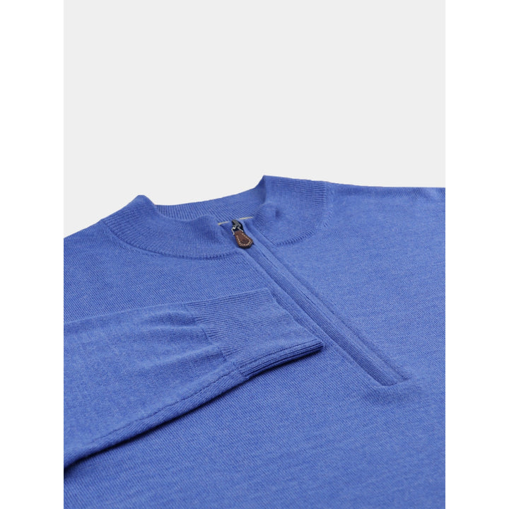 Donald Ross Mens Italian Merino Quarter-Zip Sweater - OCEAN - Golf Anything Canada