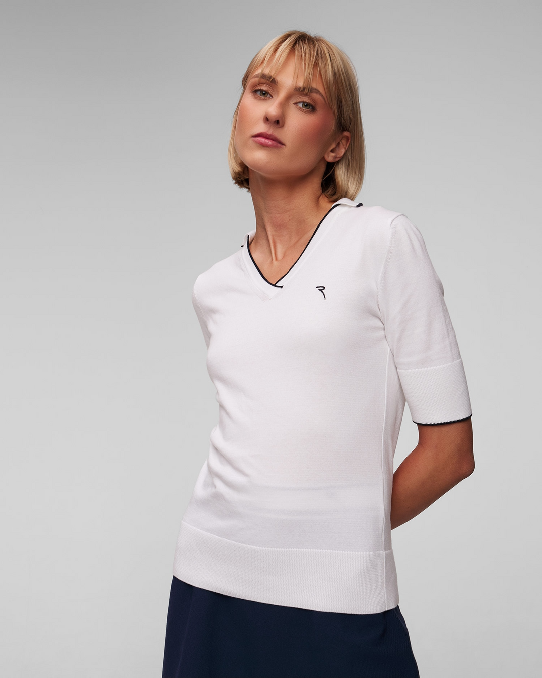 Chervo Women's NEVA 3/4 Sleeve Cotton Knit Polo - WHITE