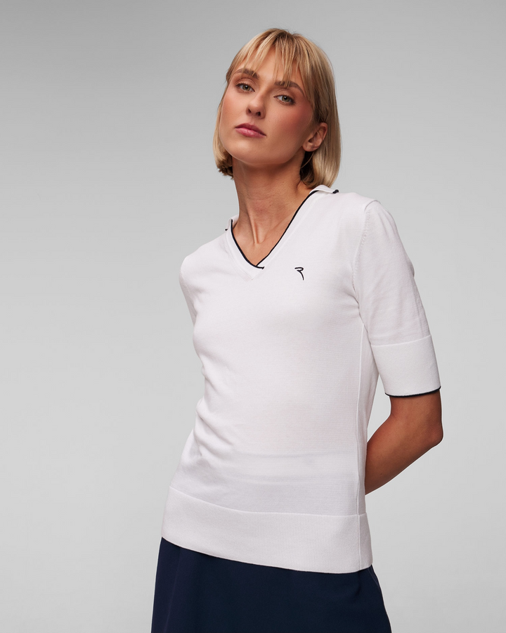 Chervo Women's NEVA 3/4 Sleeve Cotton Knit Polo - WHITE