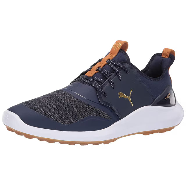 Puma Men's TOUR Ignite NXT Lace Golf Shoes - PEACOAT / GOLD / WHITE