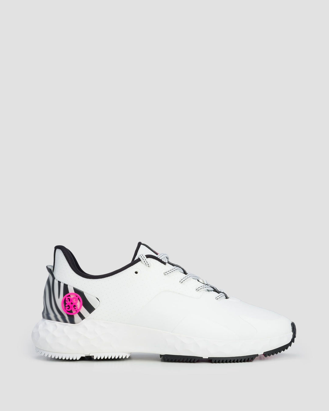 G/FORE WOMENS MG4+ PERFORATED ZEBRA ACCENT GOLF SHOE - SNOW