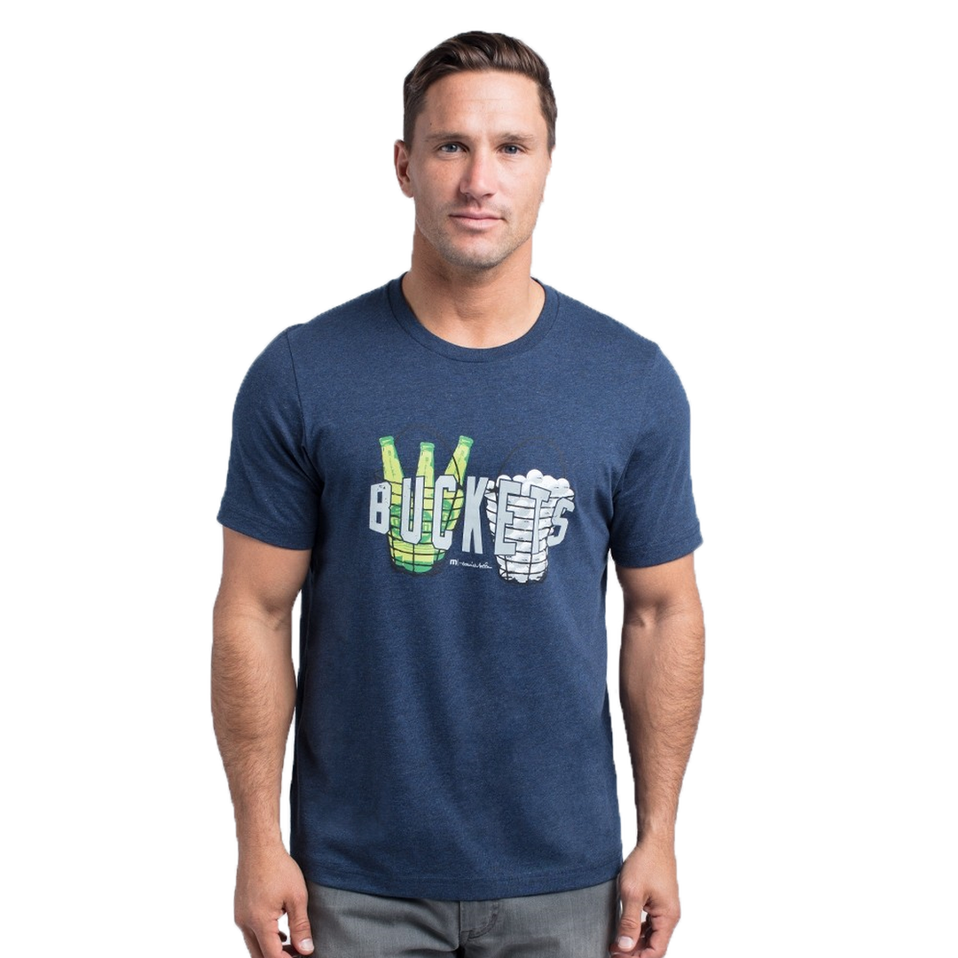 TRAVIS MATHEW MENS BUCKETS T-SHIRT - HEATHER BLUE NIGHTS