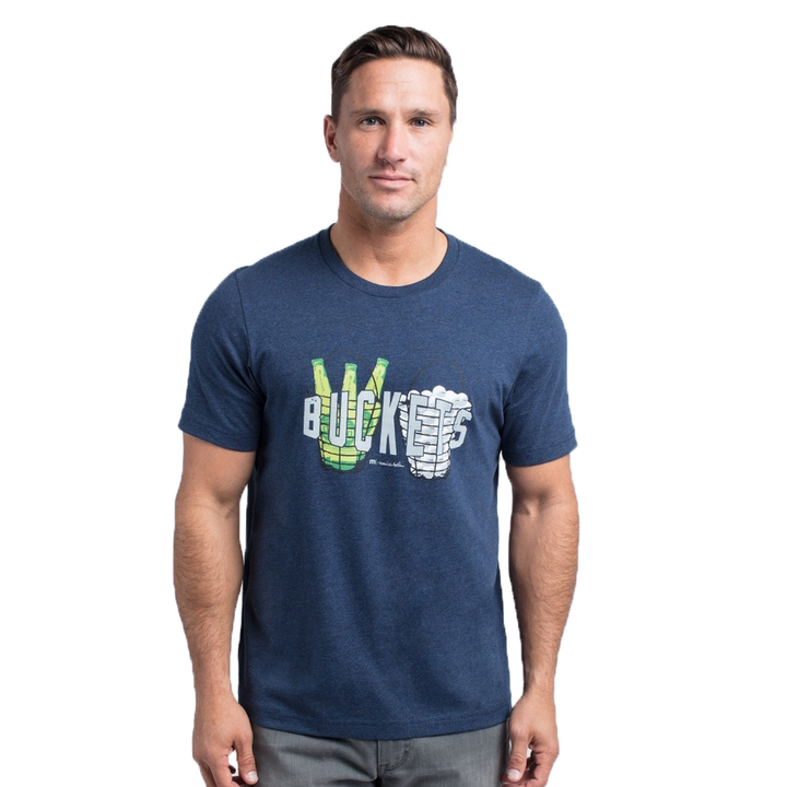 TRAVIS MATHEW MENS BUCKETS T-SHIRT - HEATHER BLUE NIGHTS