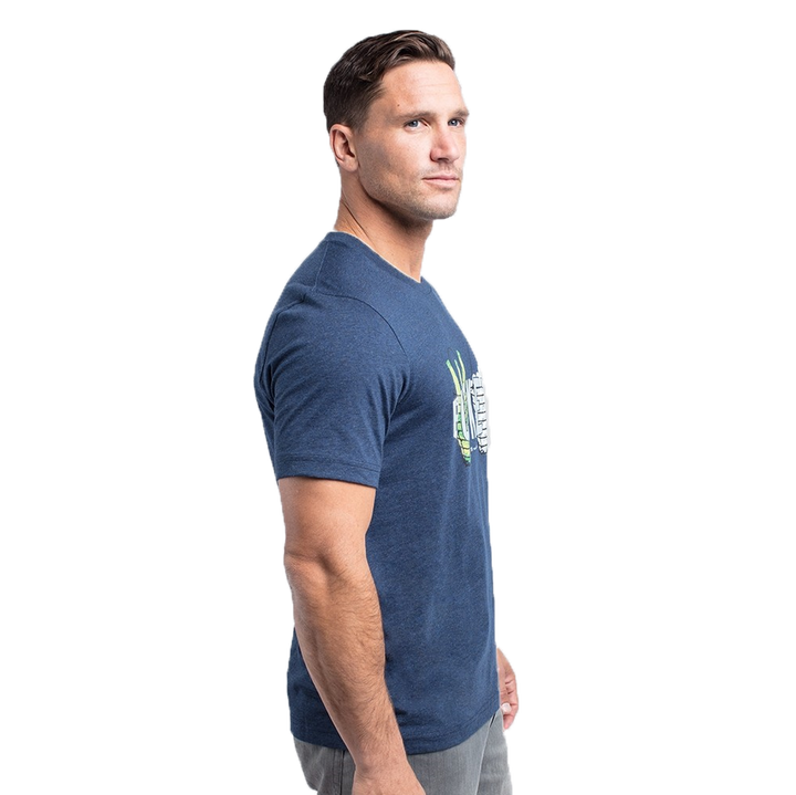 TRAVIS MATHEW MENS BUCKETS T-SHIRT - HEATHER BLUE NIGHTS