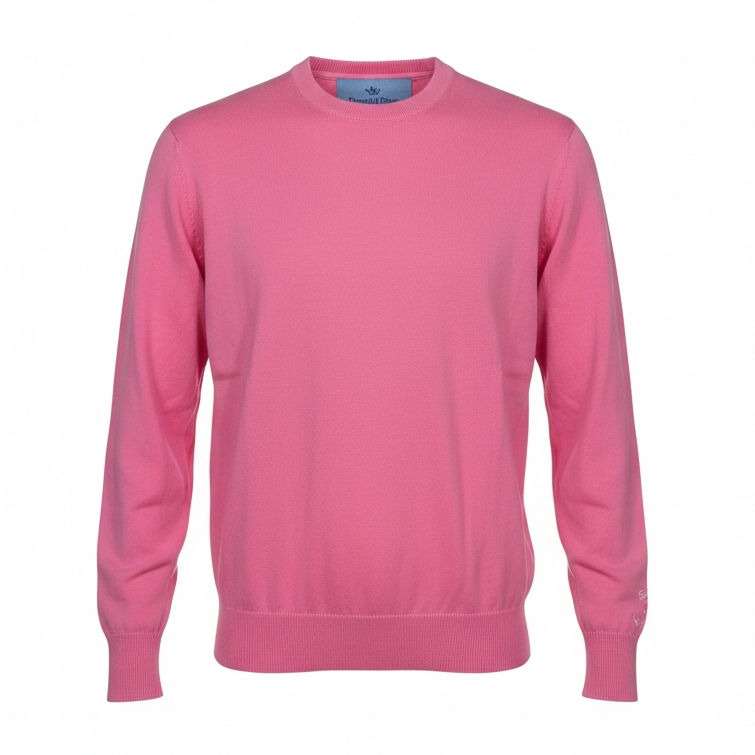 Donald Ross Mens Classic Fit SUPER GOLF Cotton Crew Neck Sweater - AZALEA