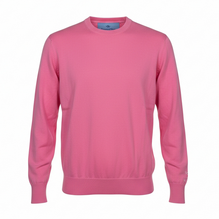 Donald Ross Mens Classic Fit SUPER GOLF Cotton Crew Neck Sweater - AZALEA