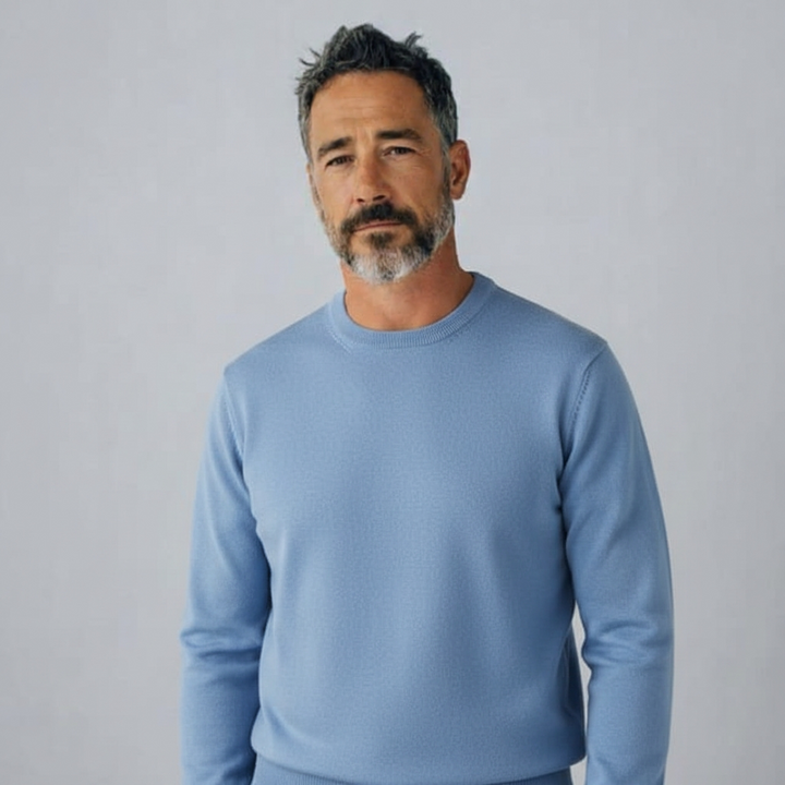 Donald Ross Mens Classic Fit SUPER GOLF Cotton Crew Neck Sweater - DOLPHIN