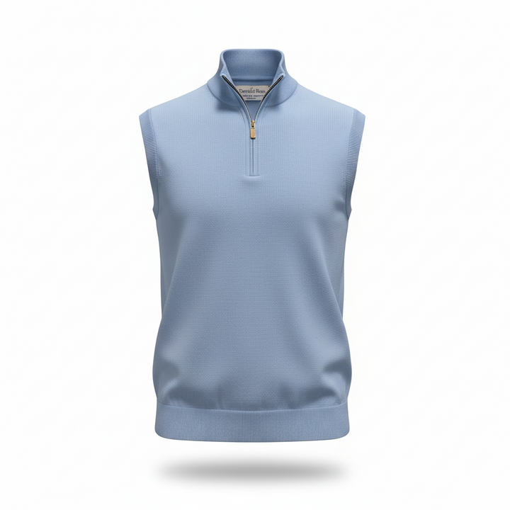 Donald Ross Mens Classic Fit Quarter Zip SUPER GOLF Cotton Vest - PROVENCE