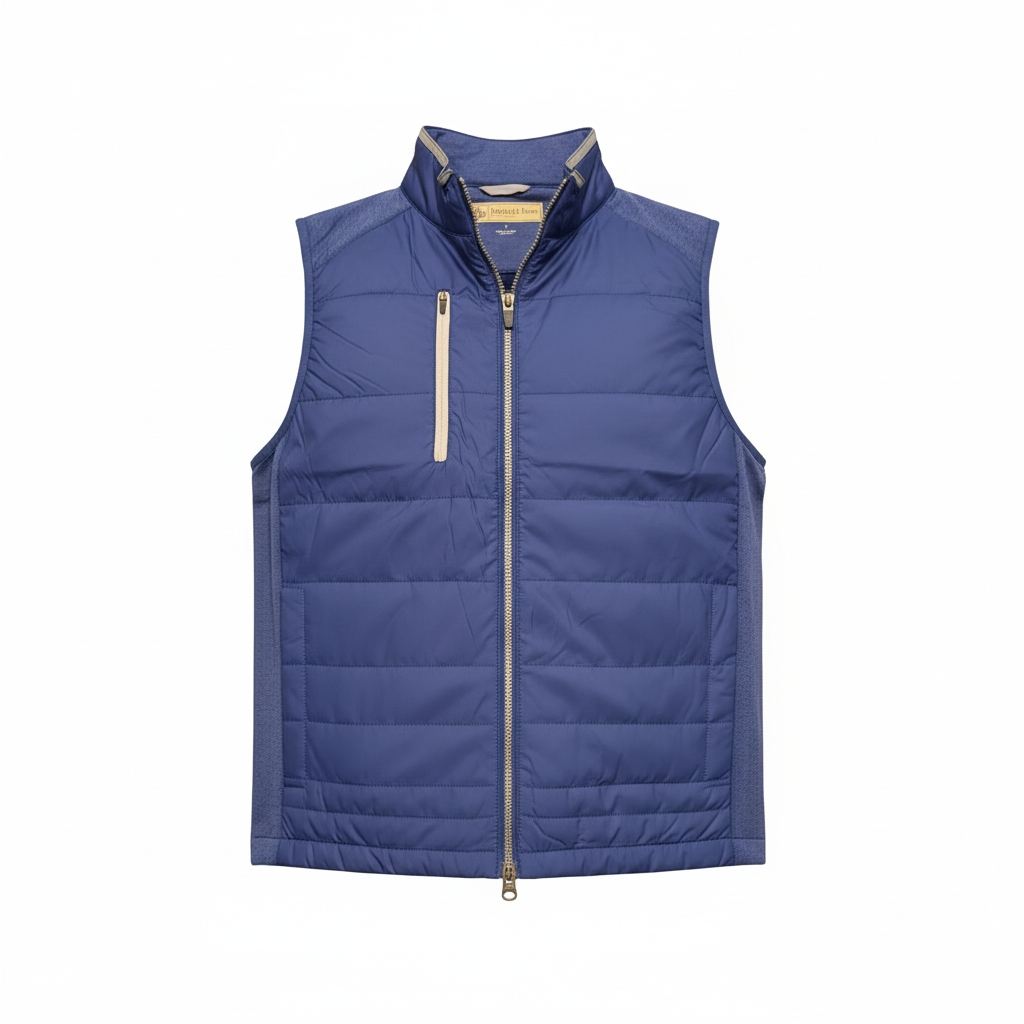 Donald Ross Mens Classic Fit Mixed Media Vest - NAVY