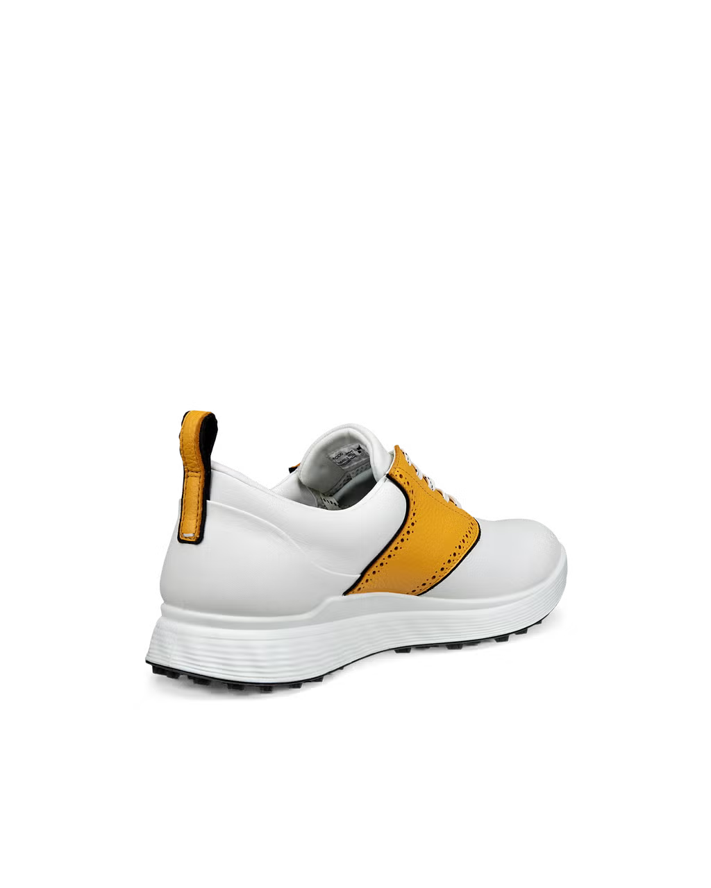 ECCO Men's Golf S-Casual Saddle Golf Shoe - WHITE / GOLDEN YELLOW