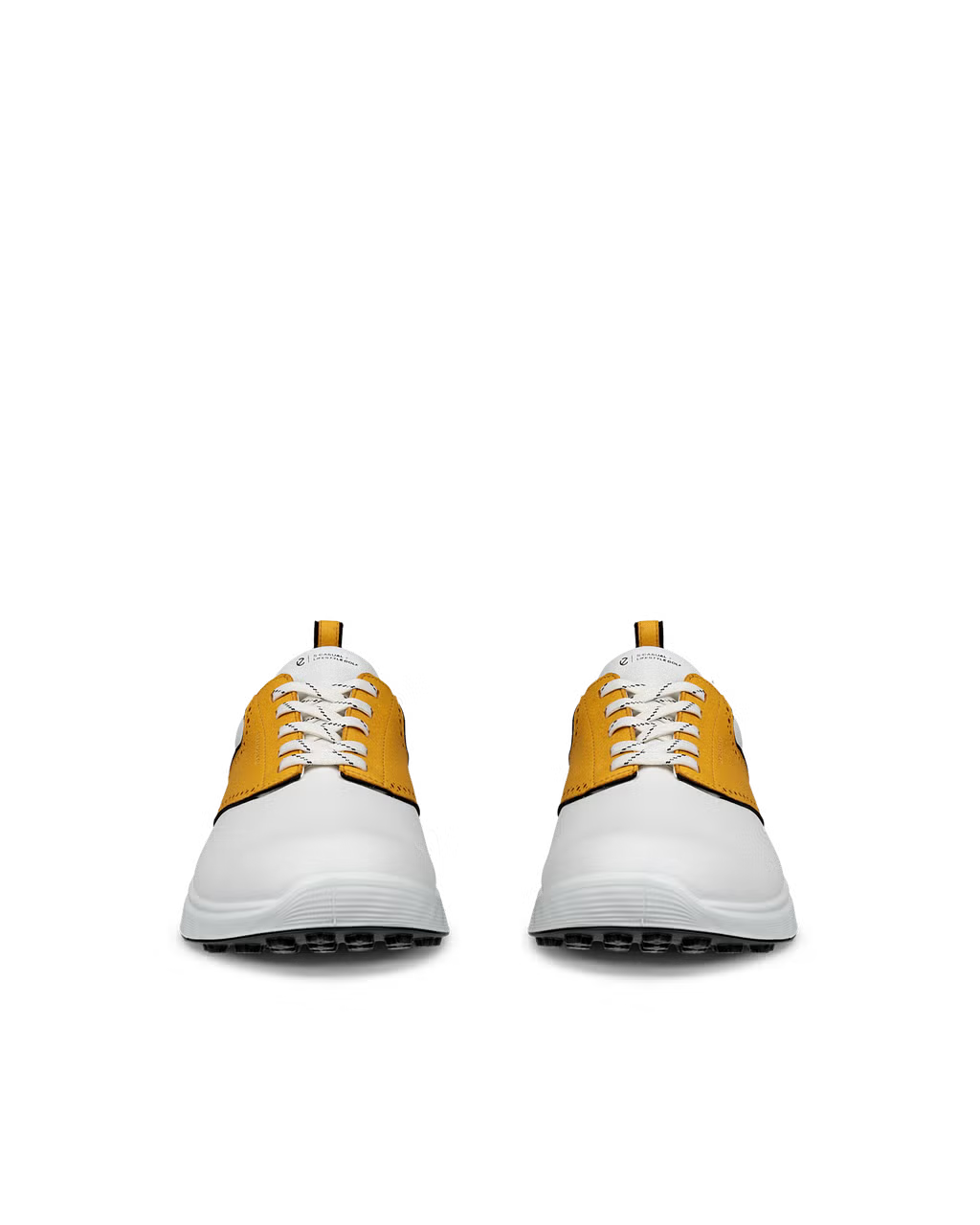 ECCO Men's Golf S-Casual Saddle Golf Shoe - WHITE / GOLDEN YELLOW