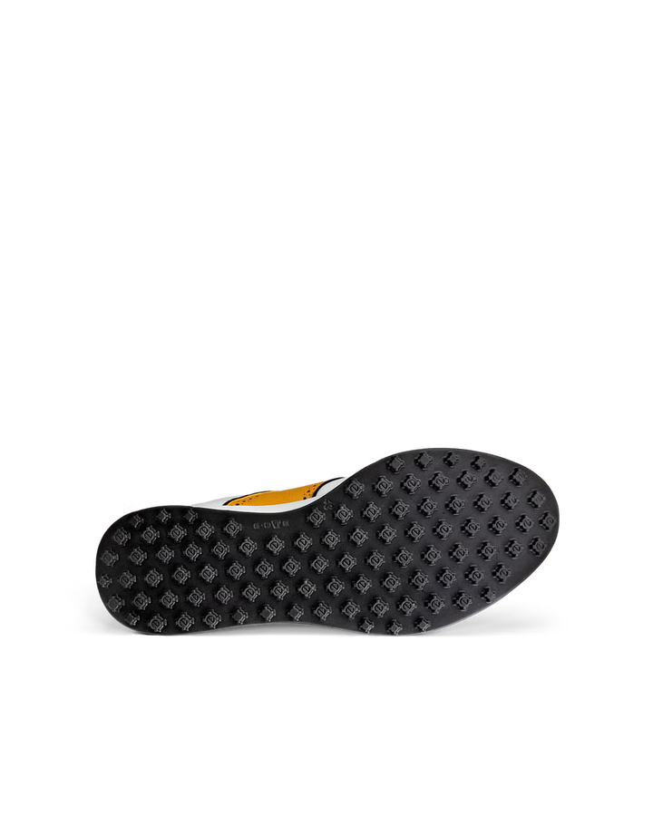 ECCO Men's Golf S-Casual Saddle Golf Shoe - WHITE / GOLDEN YELLOW