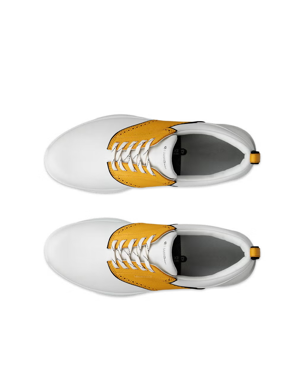 ECCO Men's Golf S-Casual Saddle Golf Shoe - WHITE / GOLDEN YELLOW
