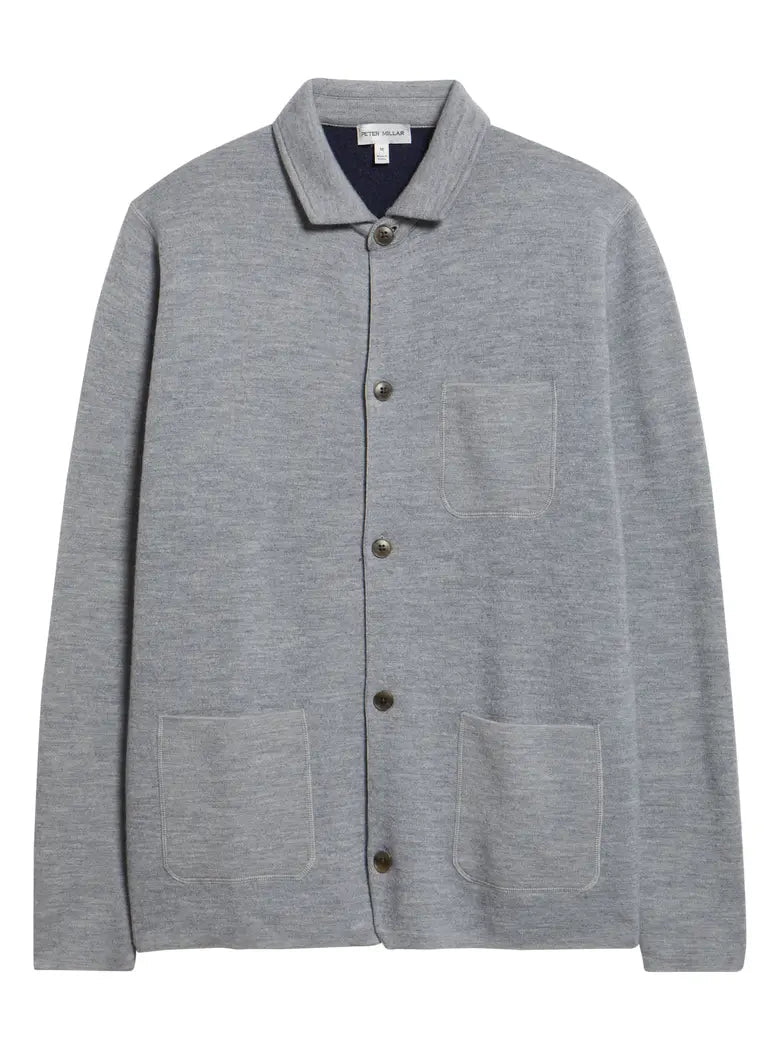 Peter Millar Men's Classic Fit Carson Sweater Chore Coat - GALE GREY