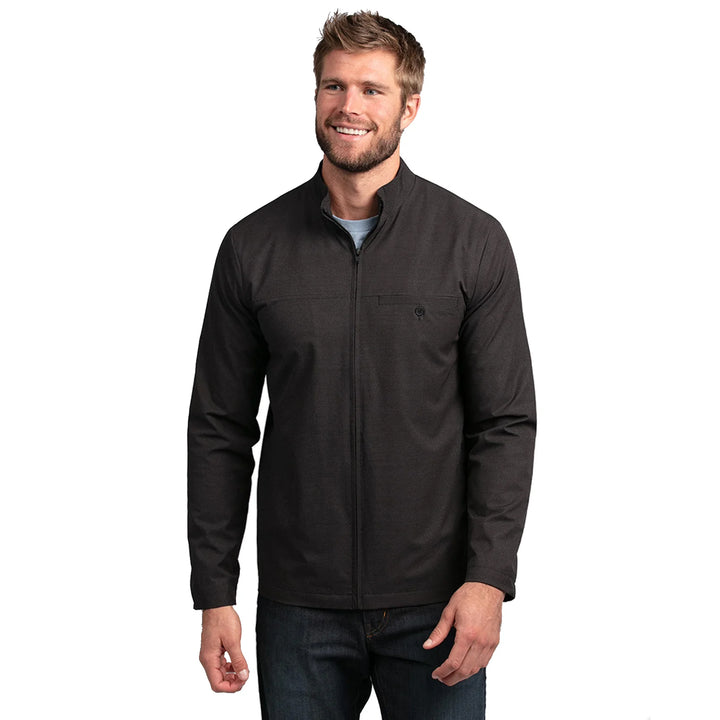 TRAVIS MATHEW MEN'S MIC CHECK FULL ZIP JACKET - BLACK