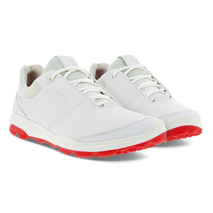 Ecco Womens Golf Biom Hybrid 3 Shoes - WHITE/HIBISCUS