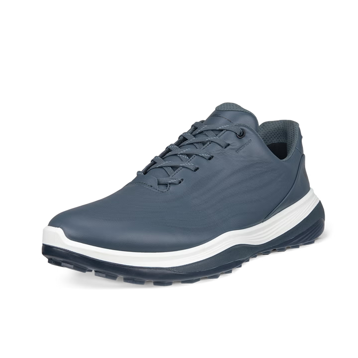 ECCO Men's LT1 Leather Waterproof Golf Shoes- - NAVY / WHITE